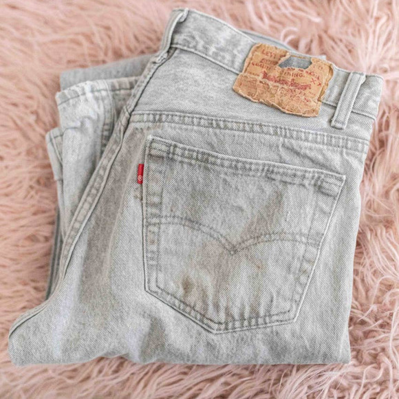 Levi's Denim - VINTAGE LEVIS 1980s 501 Button Fly Gray Acid Wash Jeans